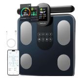 $90 Scale for Body Weight, 8 Electrode Smart Bathroom Scale with BMI Body Fat Muscle Mass 28 Full Body Composition, High Precision Digital Weight Scale with Handle Display, Rechargeable, 400 lbs