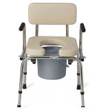 $153 Medline Drop Arm Commode with Padded Seat and Backrest, Durable Toilet Chair for Adults and Seniors, Removable Pail, Splash Guard, Drop Down Arms for Easy Transfer, 350 lb. Weight Capacity, Tan