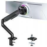 $50 ARES WING 17-40 Inch Heavy Duty Monitor Arm, Black | Fully Adjustable Monitor Mount for Ultrawide Screens up to 26.4 lbs with Clamp/Grommet Desk Mount, 75/100 Vesa Mount