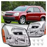 $85 Pair Headlights Assembly With Retainning clips For 2005 2006 2007 2008 2009 Chevy Equinox LS LT LTZ Sport SUV Replacement Headlamps Clear Lens Chrome Housing Amber Reflector(LH Driver&RH Passenger