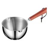 $8 ASEANAO Mini Milk Warmer Pot Stainless Steel Milk Warmer for Coffee, Small Saucepan Heating Cookware Soup Wamer Pan with Heat Resistand Wooden Handle (300ml), 3.94 x 3.8 x 1.77, Silver