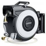$100 Tuyeho Heavy-Duty Automatic Retractable Garden Hose Reel 100FT Wall Mount | Lifetime Service, Automatic Rewind, Any Length Lock, 2 Nozzle, Rustproof, Easy Install, Garden Watering, Car Wash, Pet 