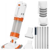 $160 Cordless Pool Vacuum-True Powerful Suction 18.9GPM, 100inch, 1H Runtime, 25 m Fluff Ultra Fine Filter,Handheld Rechargeable Hot Tub Cleaner with Poles for Above Ground&Inground Pool
