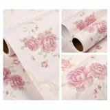 $46 Decorative Wallpaper Self-Adhesive 3D Wallpaper Pastoral Bedroom Warm Wedding Room Wall Sticker Damascus Background Home Decoration (Color : Pink, Size : 3mx53cm)