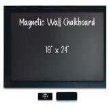 $35 Magnetic Wall Chalkboard, Large Size 18" x 24", Rustic Wood Frame, Chalkboard Sign, Vertical or Horizontal Wall Mount, Includes Chalk and Eraser, by Better Office Products (Solid Black)