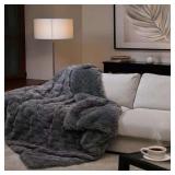 $50 Jacquard Faux Fur Throw - Fog Stone Jacquard Fog Stone Jacquard One Size