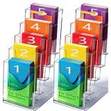 $30 2 Pack 5 Tier Acrylic Brochure Holder 4 x 9 Inches Brochure Display Stand | Clear Pamphlet Holder Literature Booklet Holder Wall Mount or Countertop for Brochures,Magazine,Flyer