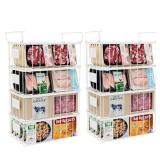 $70 Freezer Organizer Bins -8 Pack Stackable Chest Freezer Organizer Baskets With Tag, For Kitchen, Cabinets, Cupboards, Counter Top, Freezer, Pantry. White