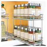 $40 LYNK PROFESSIONAL  Pull Out Spice Organization for Cabinets - 4-3/8 inch Wide   Spice Rack for Inside Cabinets, Slide Out Spice Rack Organizer for cabinet   Pull Out Spice Rack, Sliding 2 Tier Chr