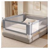 $150 3-Piece King Size Bed Rail for Toddlers - Adjustable Baby Bed Rail Guard, Kids Safety Bed Rail for King Size Bed (78.7"x78.7"x74.8"-Grey)