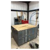 Tri-State Technical 10-Drawer Steel Flat File Blueprint Cabinet, 55"x42"x33", Plywood Topper