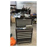 Rolling Stackable Tool Chest Combo, Black, 11 Drawers, 26"x18"x50", Steel, Loaded w/ Tools
