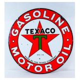 Large 1950s Double Sided Porcelain Texaco Sign