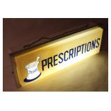 "Presctiptions" Plastic Lighted Display Sign