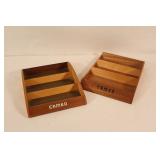 2 Wooden Vintage Cameo Cigarette Display Boxes