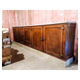 Incredible Antique 12 FT Marble Topped Oak Bar