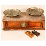 Antique Marble Pharmacy Balance Scale w/ Weights