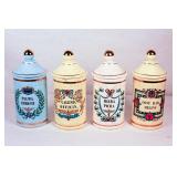 Four Vintage Ceramic Apothecary Jars