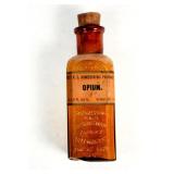 Antique Apothecary Brown Glass Opium Bottle