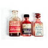 Three Antique Glass Poison Bottles