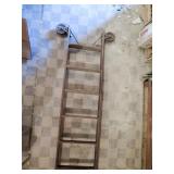 Antique Wooden Library Track Ladder