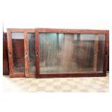 Three Antique Glass Cabinet Doors