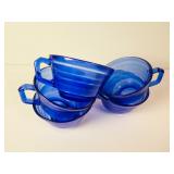 Five Cobalt Blue Depression Glass Cups