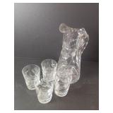 Antique Crystal Pitcher and Four Tumblers