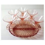 Pink Depression Glass Sherbets & Serving Dish