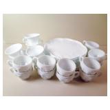 Milk Glass Party Set with Extra Westmoreland Cups