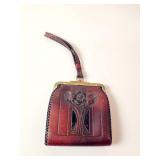 Vintage Tooled Leather Wristlet Purse