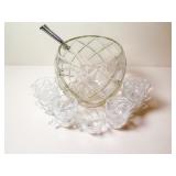 Vintage Heavy Glass Punch Bowl