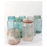 Seven Vintage Canning Jars