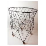 Vintage Wire Pop Up Basket on Rollers