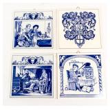 Four Delft Tiles Depicting Pharmacology & Medicine