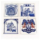 Four Delft Tiles Depicting Pharmacology & Medicine