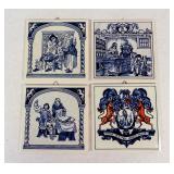 Four Delft Tiles Depicting Pharmacology & Medicine