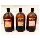 Three Amber Glass One Gallon Apothecary Jugs