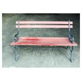 Red Painted Park Bench
