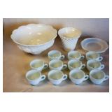 Milk Glass Punch Bowls with Cups