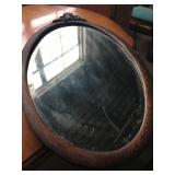 Antique Oval Oak Mirror
