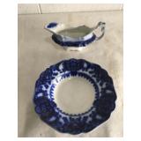 Flow Blue Gravy Boat and Plate