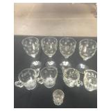 Group of Clear Glass Stems & Cream & Sugars