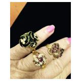 Three Ladies Rings Marked 18K RG-----