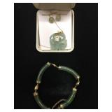 Jade Elephant Necklace, Earrings & Bracelet