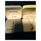 10K Black Hills Necklace & Sterling Silver Cross