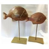 Pair of Sarreid Wooden Fish Vintage 1977