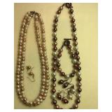 Glass Pearl Necklaces, Bracelets, Earrings