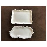 Vintage Milk Glass Dresser Trays