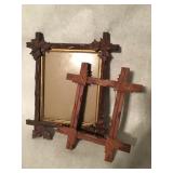 Two Antique Cross Bar Picture Frames